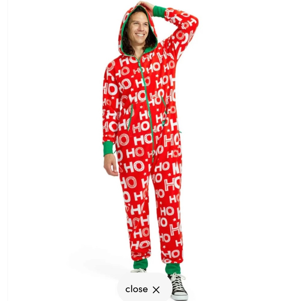 Tipsy Elves Ho Ho Ho Red Green Christmas Jumpsuit Size XL NWT